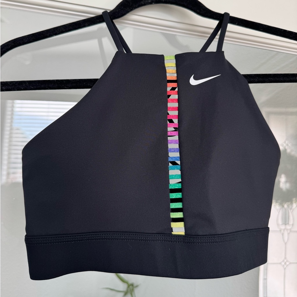 Nike Sports Bra with Multicolor Stripe Cutouts